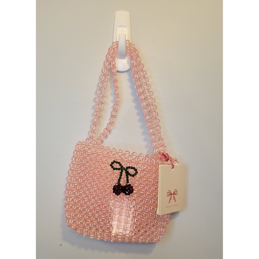 Konges Slojd Perla Beaded Handbag Peony Pink Cherry Mini Tote KS102397 NWT